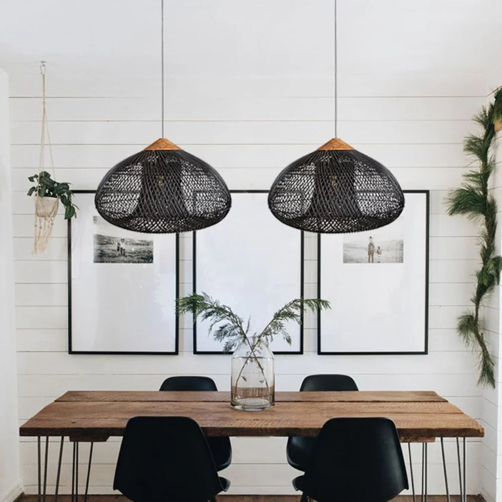 Elegant Handmade Rattan Japandi Pendant Light