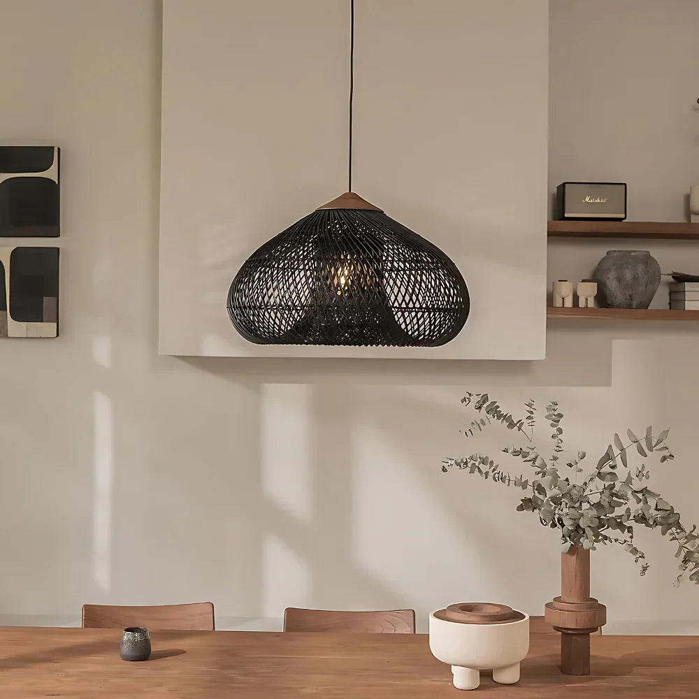 Elegant Handmade Rattan Japandi Pendant Light