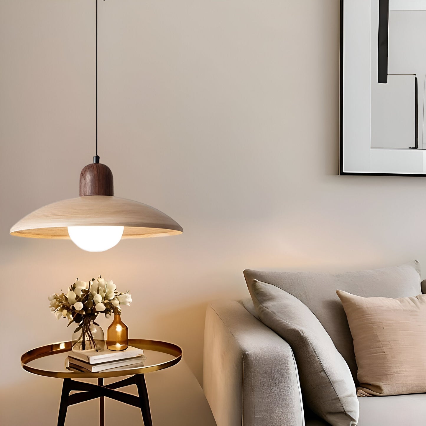 Japanese Style Wabi-Sabi Walnut Pendant Light