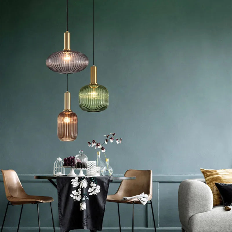 Nordic Colorful Glass Retro Pendant Light