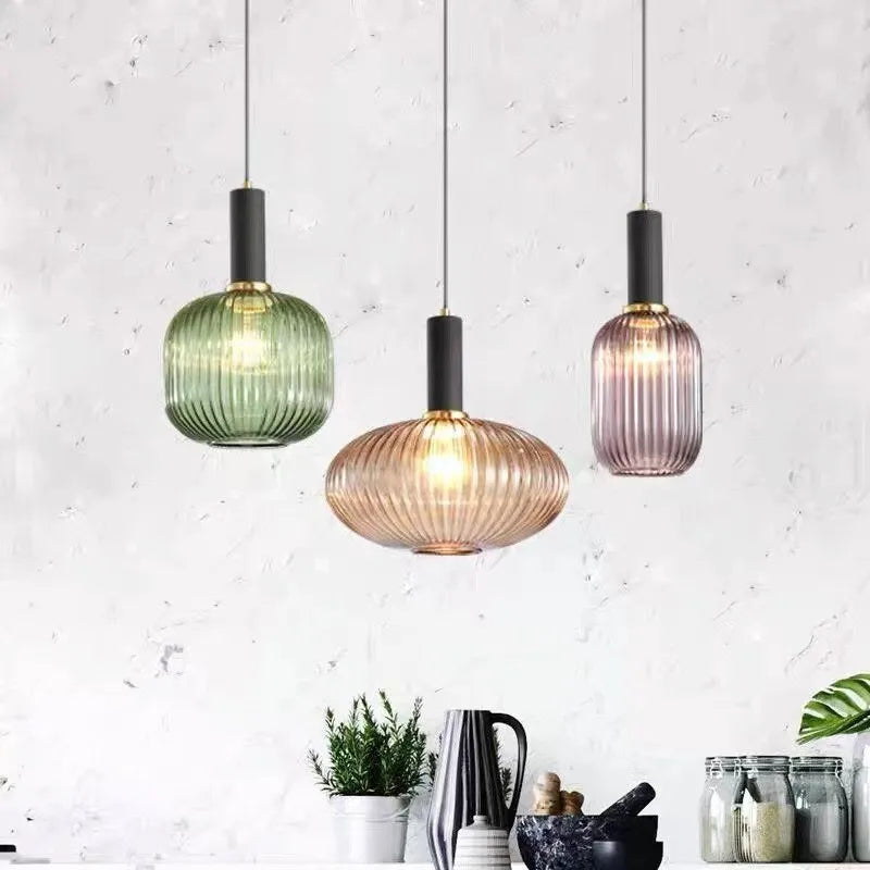 Nordic Colorful Glass Retro Pendant Light