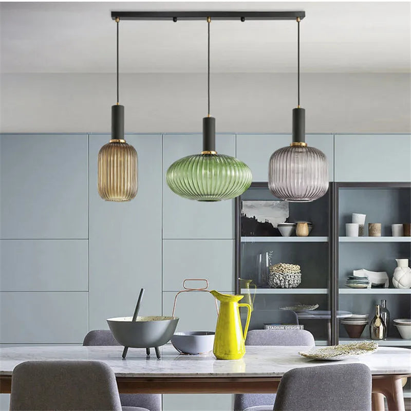 Nordic Colorful Glass Retro Pendant Light