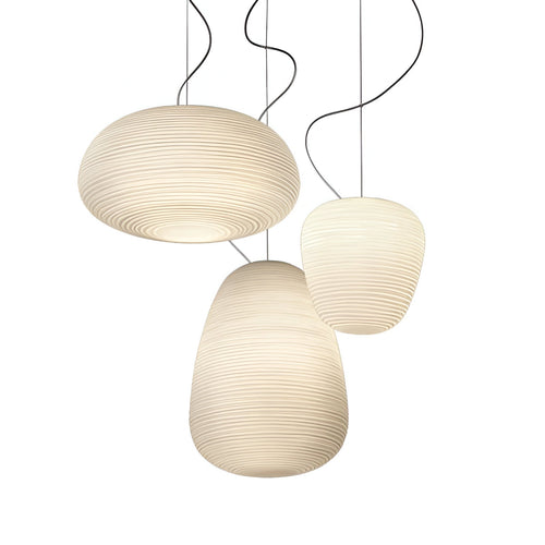 Nordic Modern Ribbed Opal White Globe Glass Pendant Light