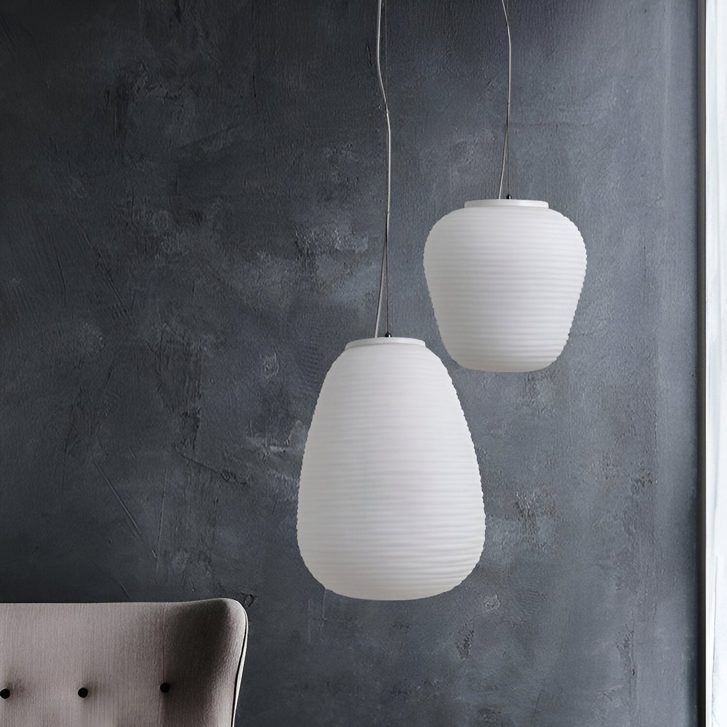 Nordic Modern Ribbed Opal White Globe Glass Pendant Light