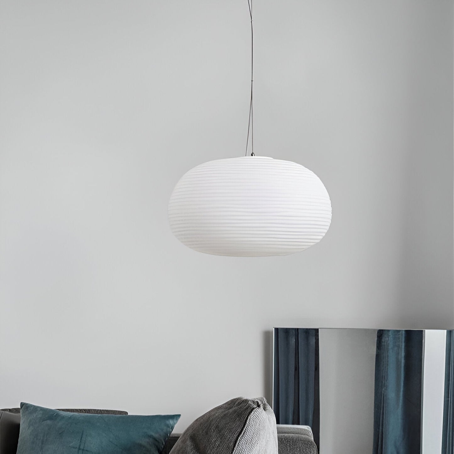 Nordic Modern Ribbed Opal White Globe Glass Pendant Light