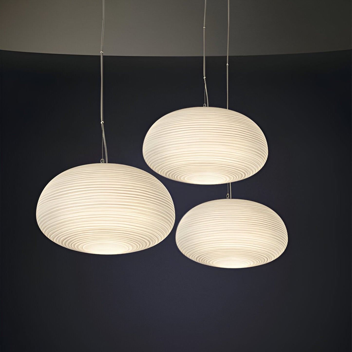 Nordic Modern Ribbed Opal White Globe Glass Pendant Light