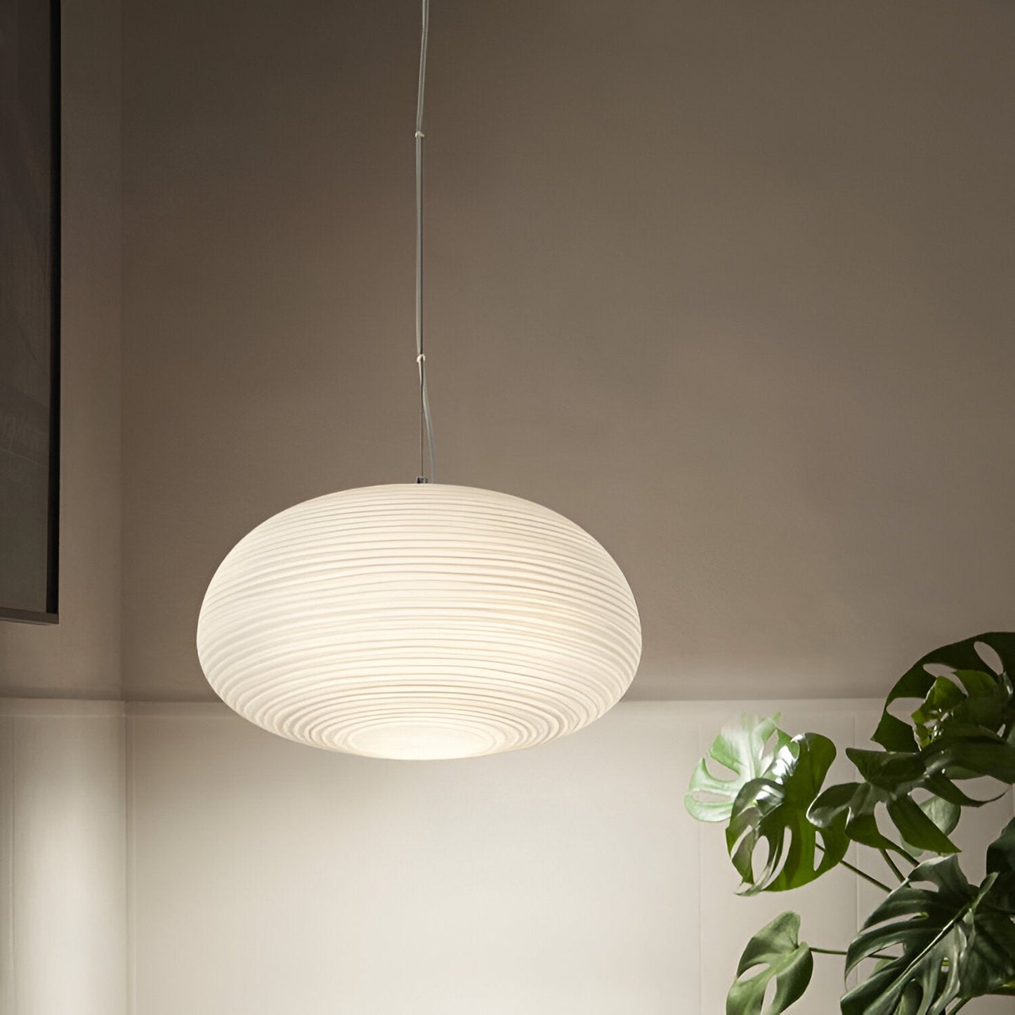 Nordic Modern Ribbed Opal White Globe Glass Pendant Light