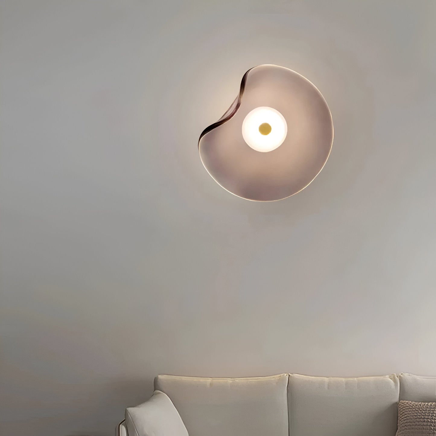 Nordic Curved Glass Japandi Style Glass Stone LED Wall Light