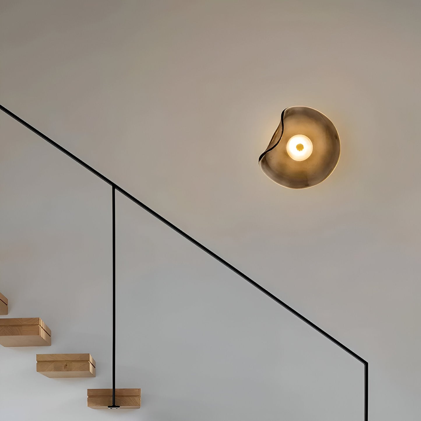 Nordic Curved Glass Japandi Style Glass Stone LED Wall Light