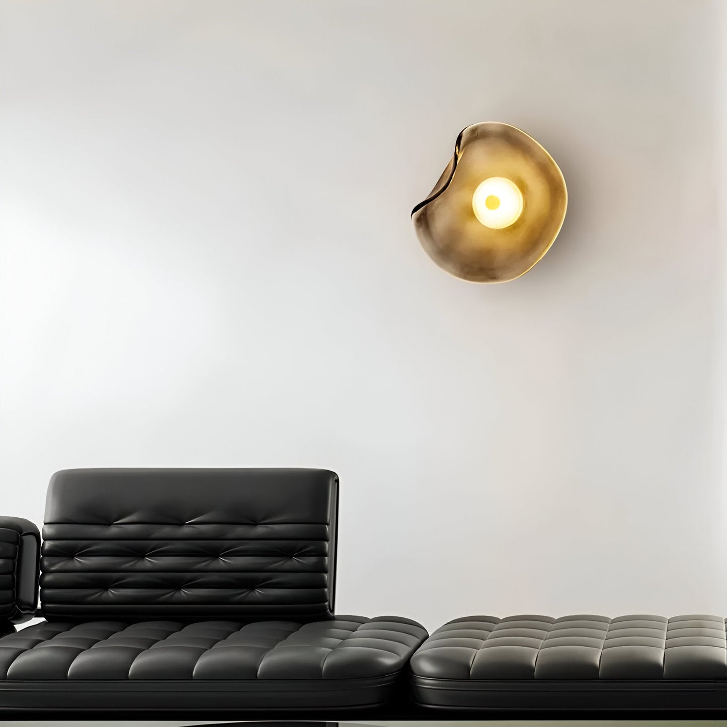 Nordic Curved Glass Japandi Style Glass Stone LED Wall Light