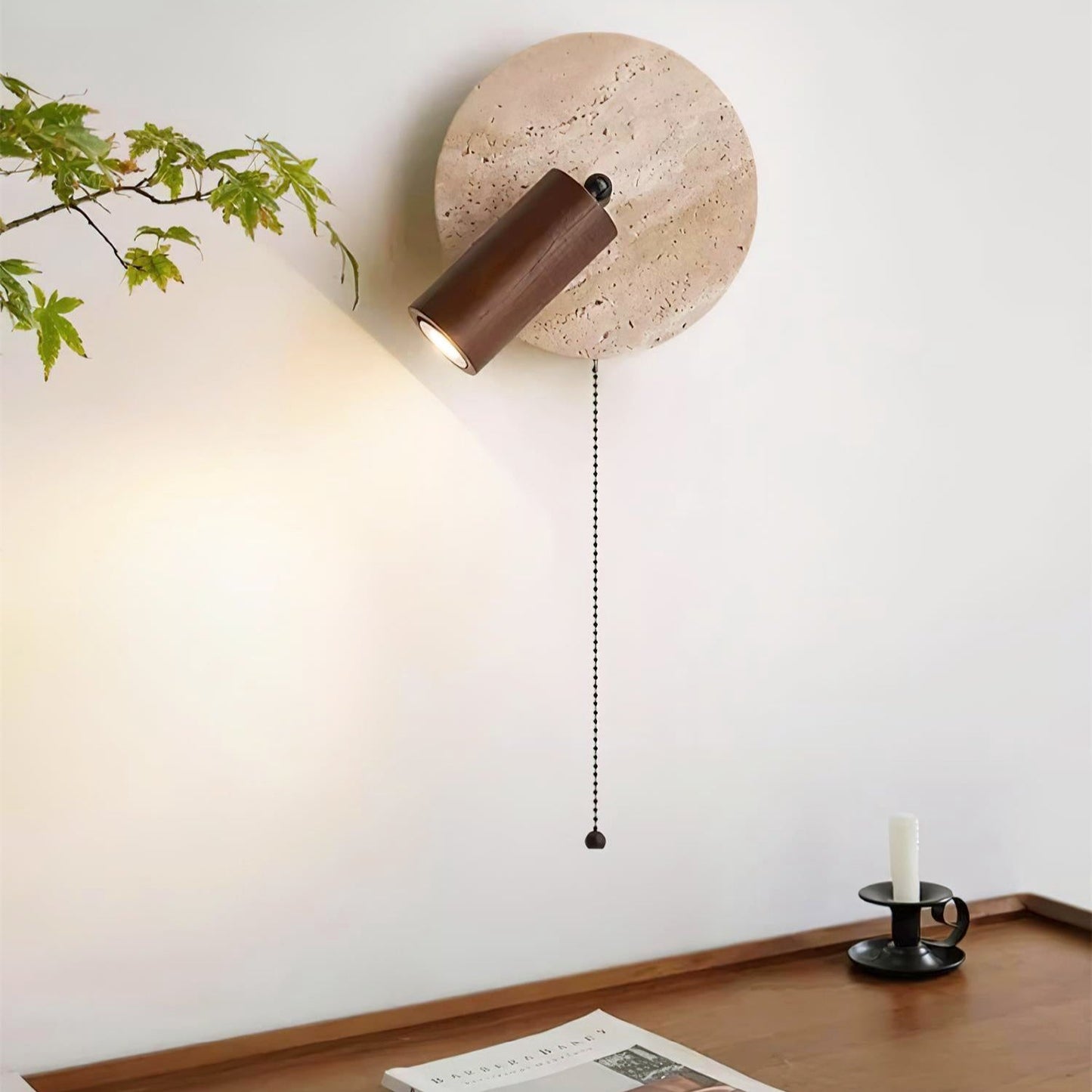 Travertine Modern Rotatable Bedside Wall Light
