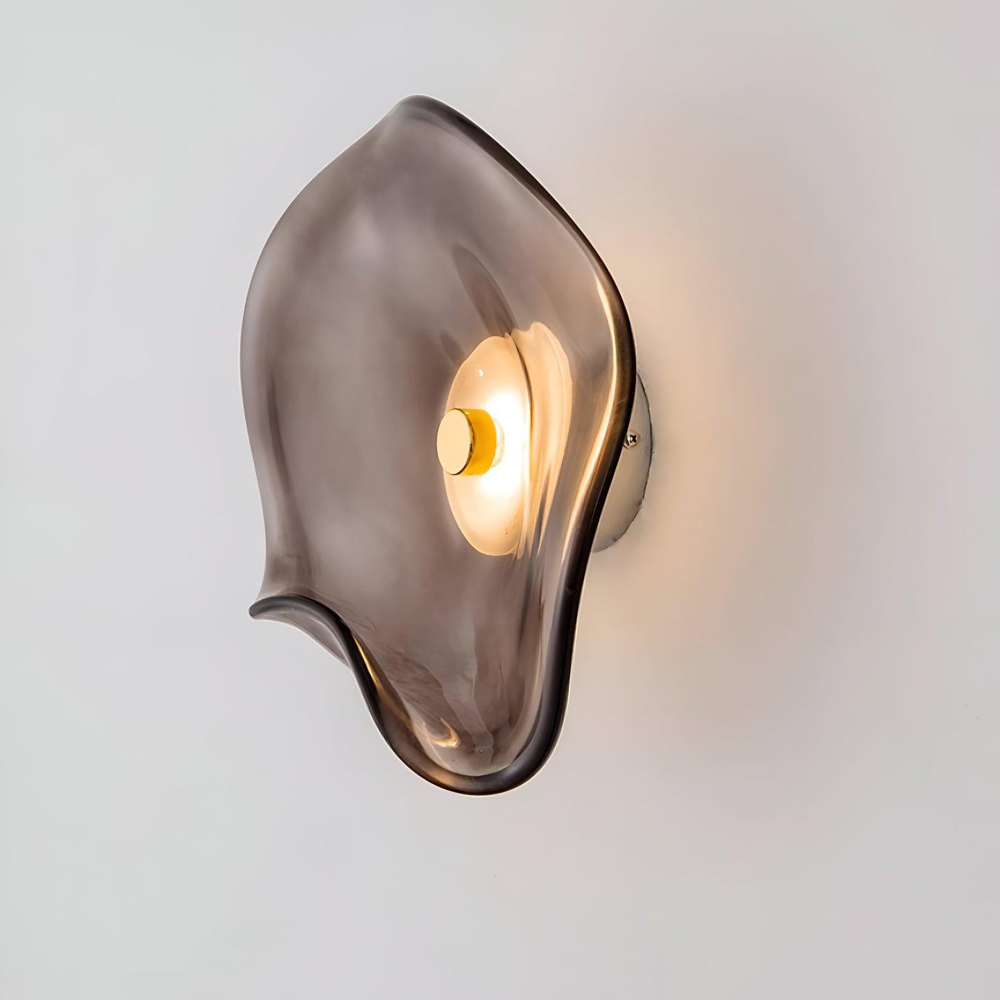 Nordic Curved Glass Japandi Style Glass Stone LED Wall Light