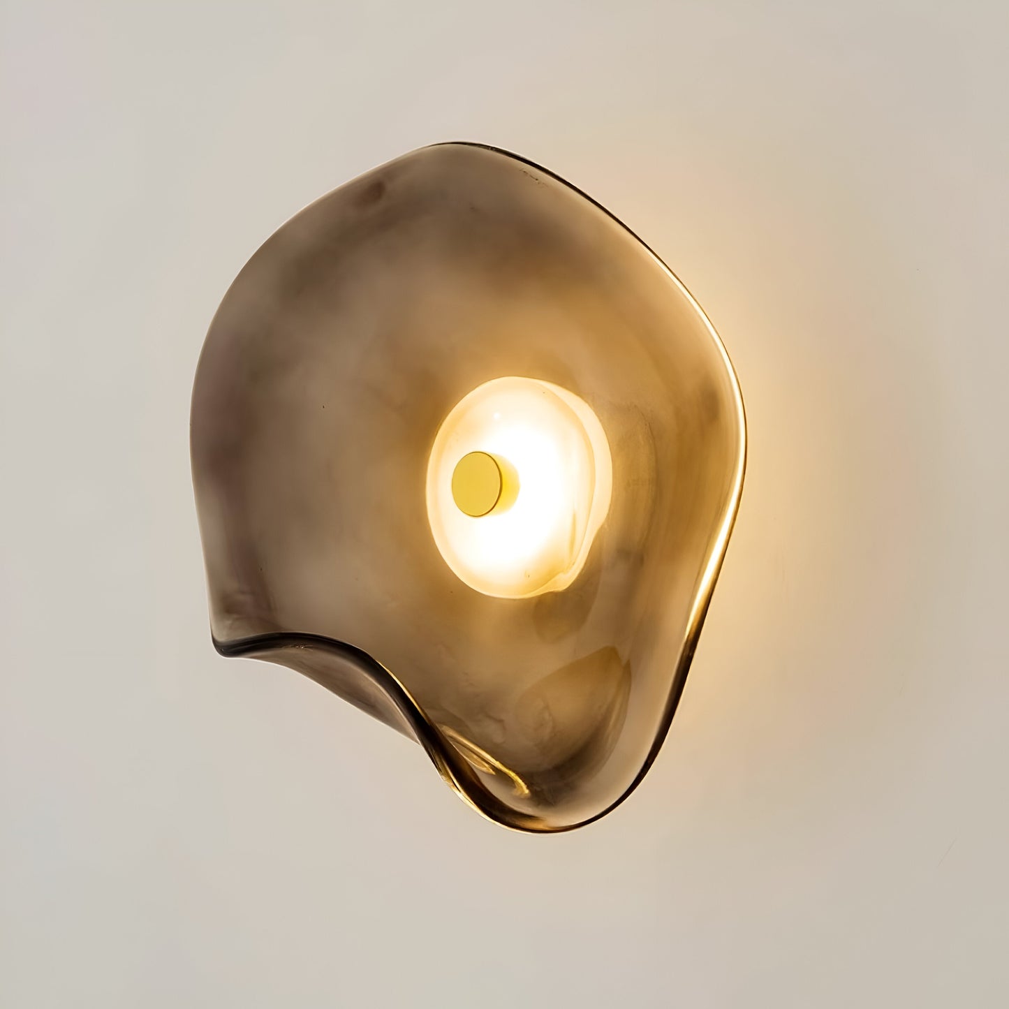 Nordic Curved Glass Japandi Style Glass Stone LED Wall Light