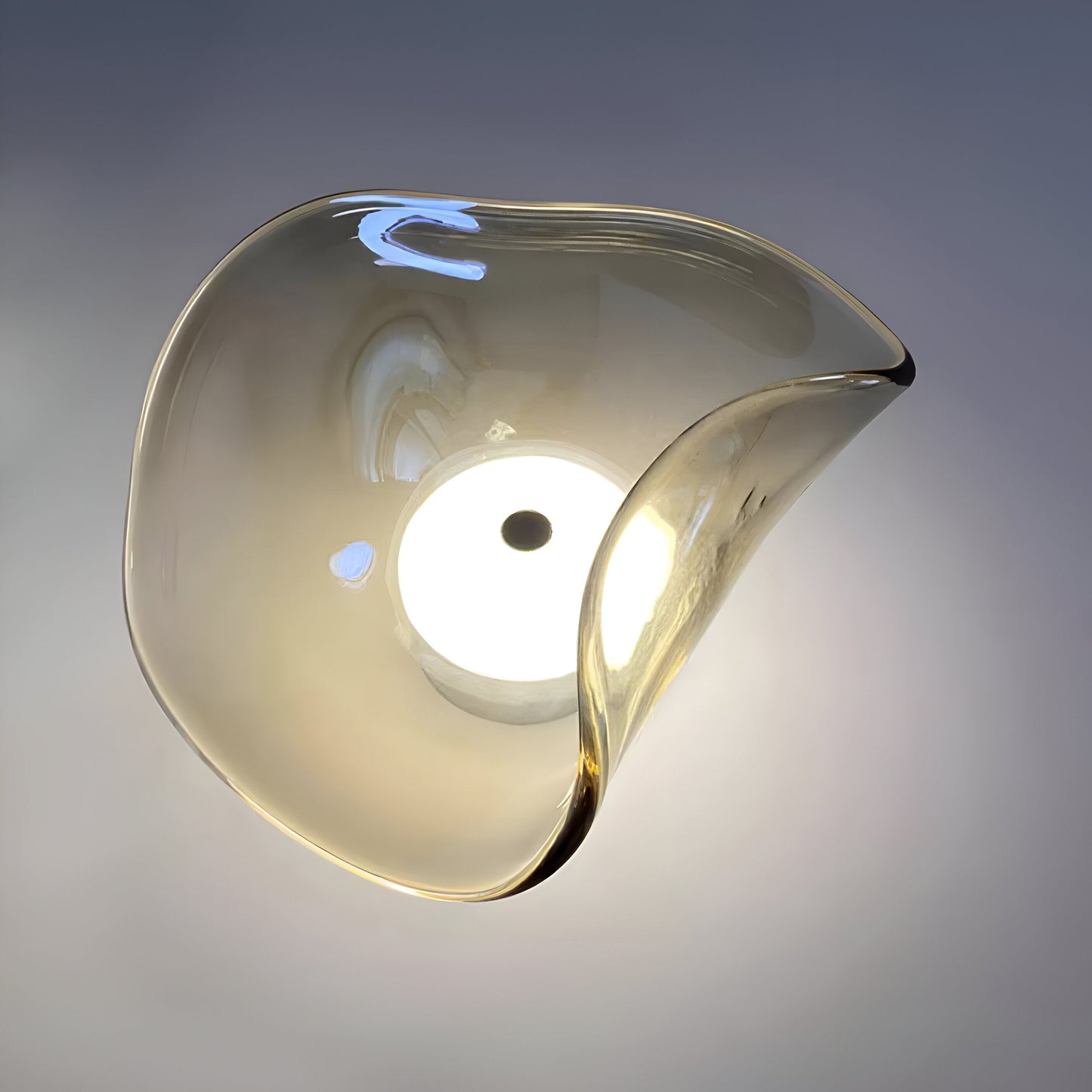 Nordic Curved Glass Japandi Style Glass Stone LED Wall Light