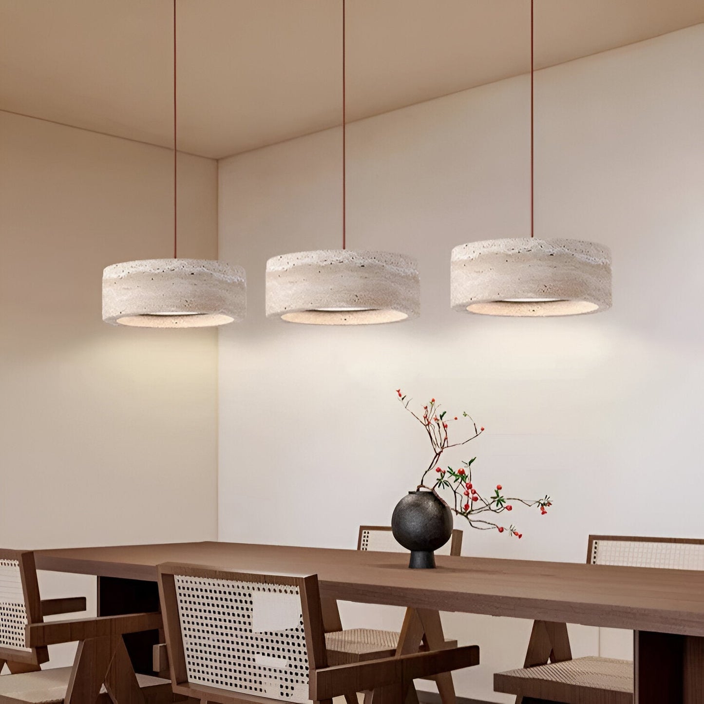 Wabi Sabi Style Travertine Stone Pendant Light