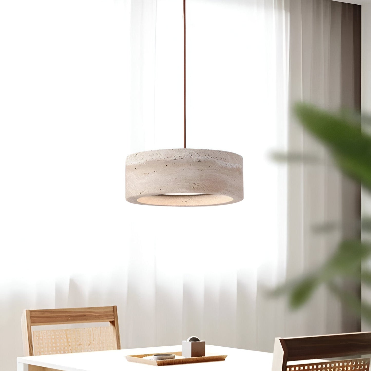 Wabi Sabi Style Travertine Stone Pendant Light