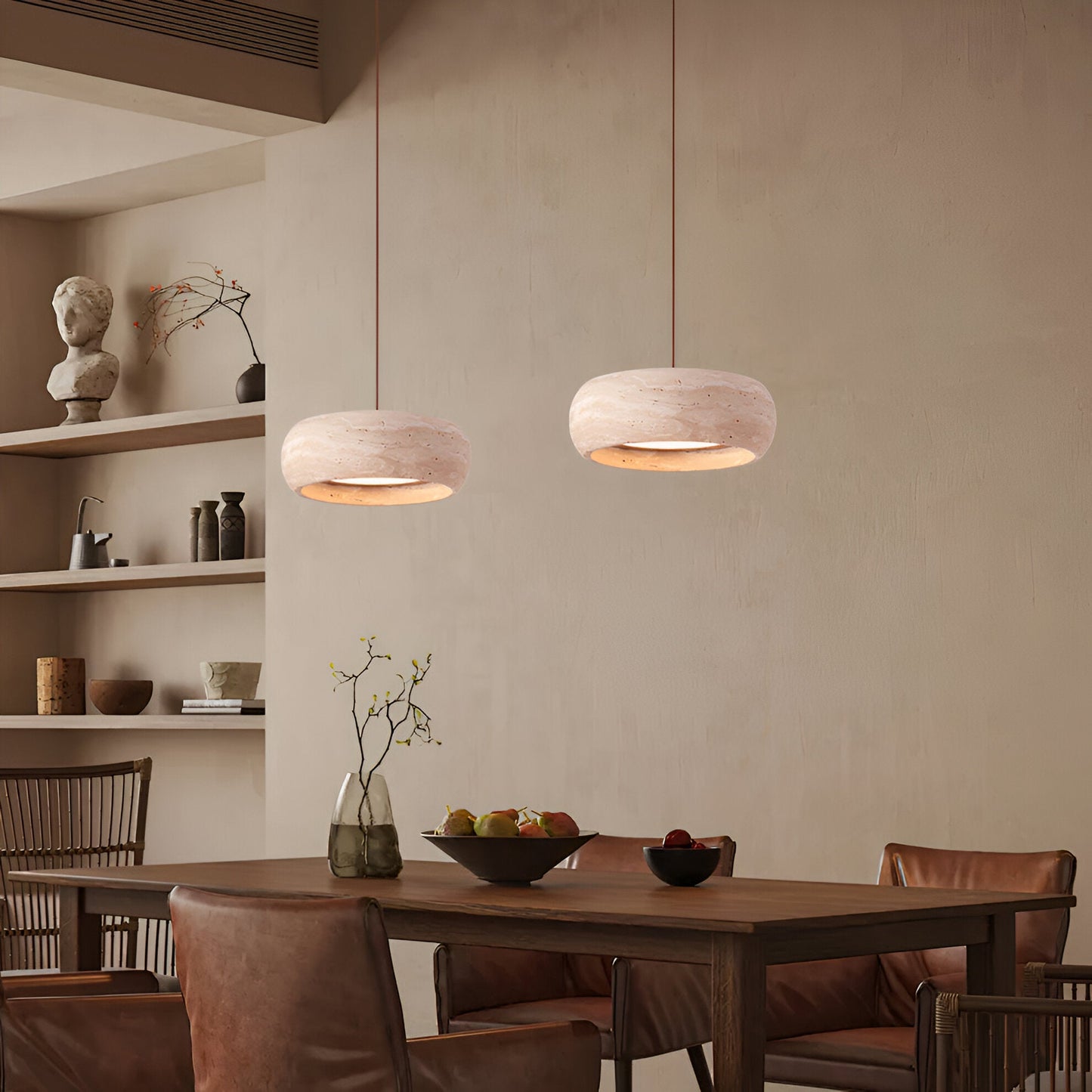 Wabi Sabi Style Travertine Stone Pendant Light