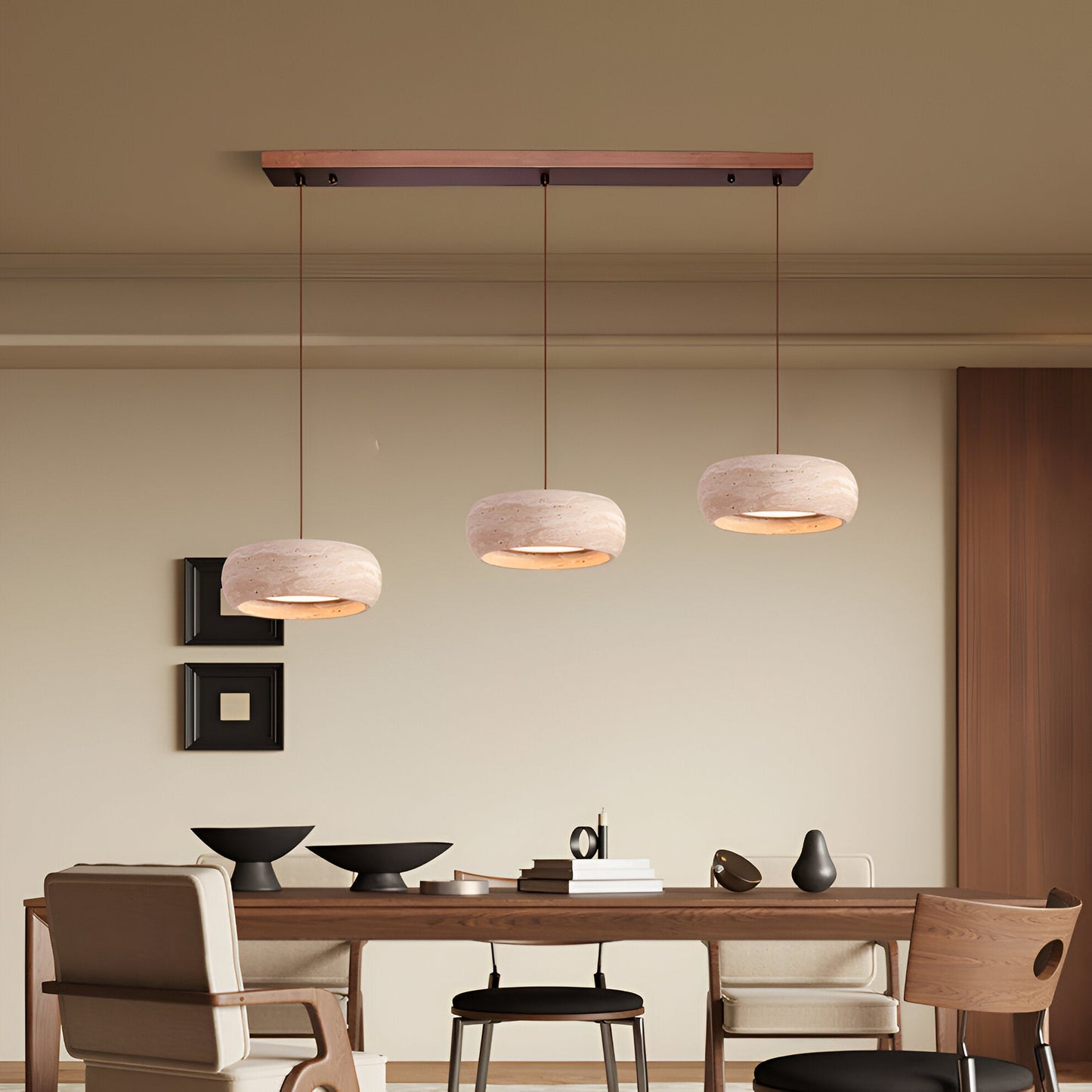 Wabi Sabi Style Travertine Stone Pendant Light