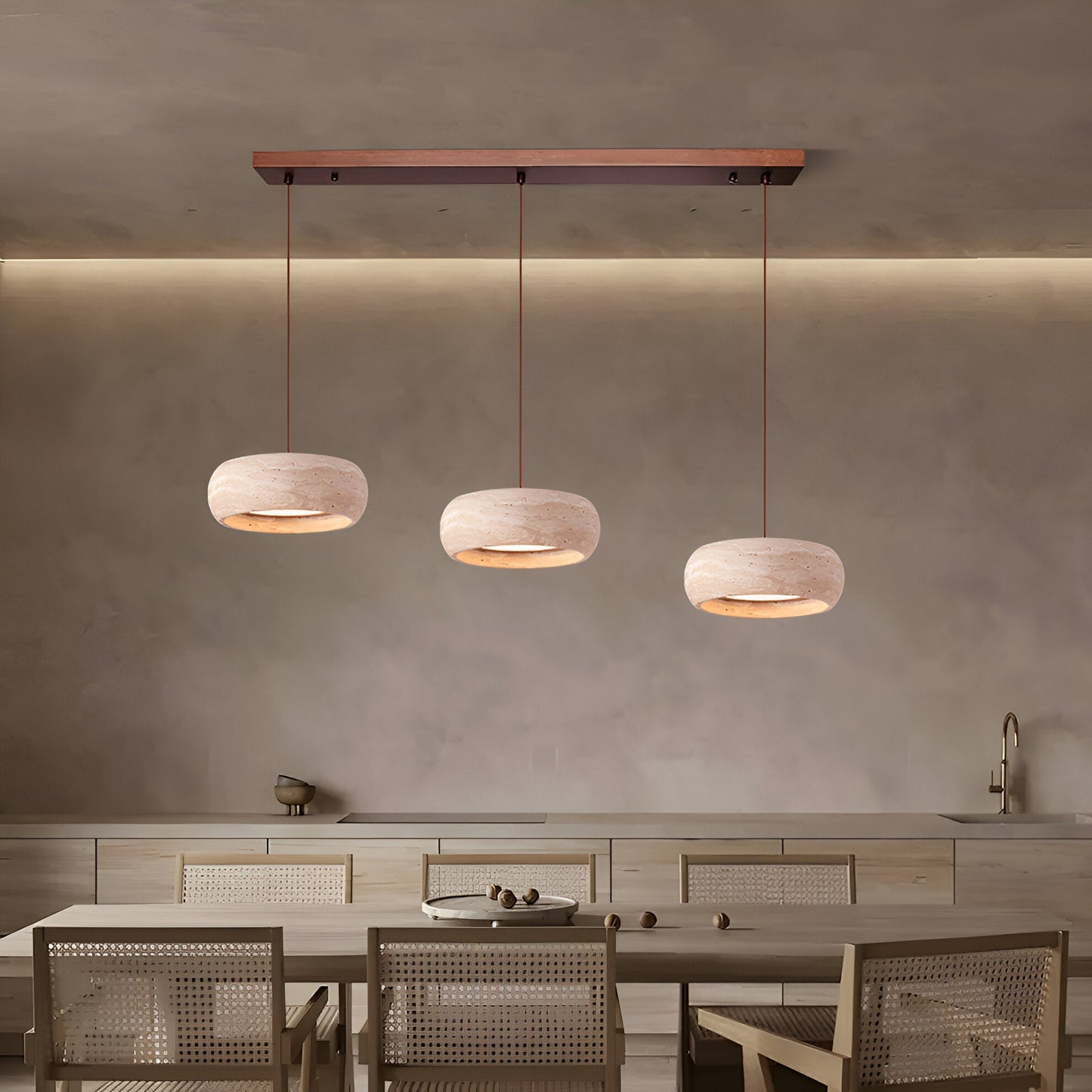 Wabi Sabi Style Travertine Stone Pendant Light