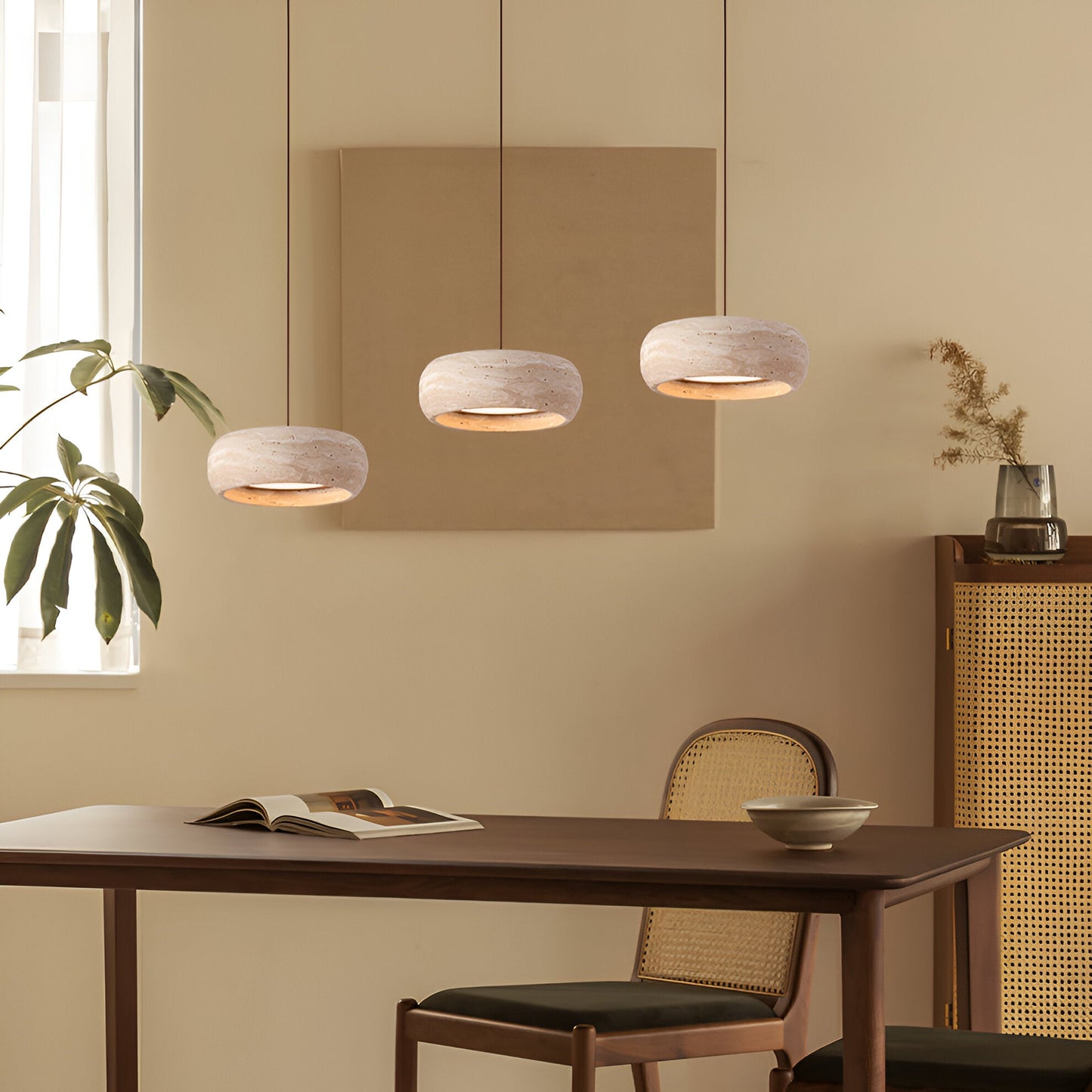 Wabi Sabi Style Travertine Stone Pendant Light