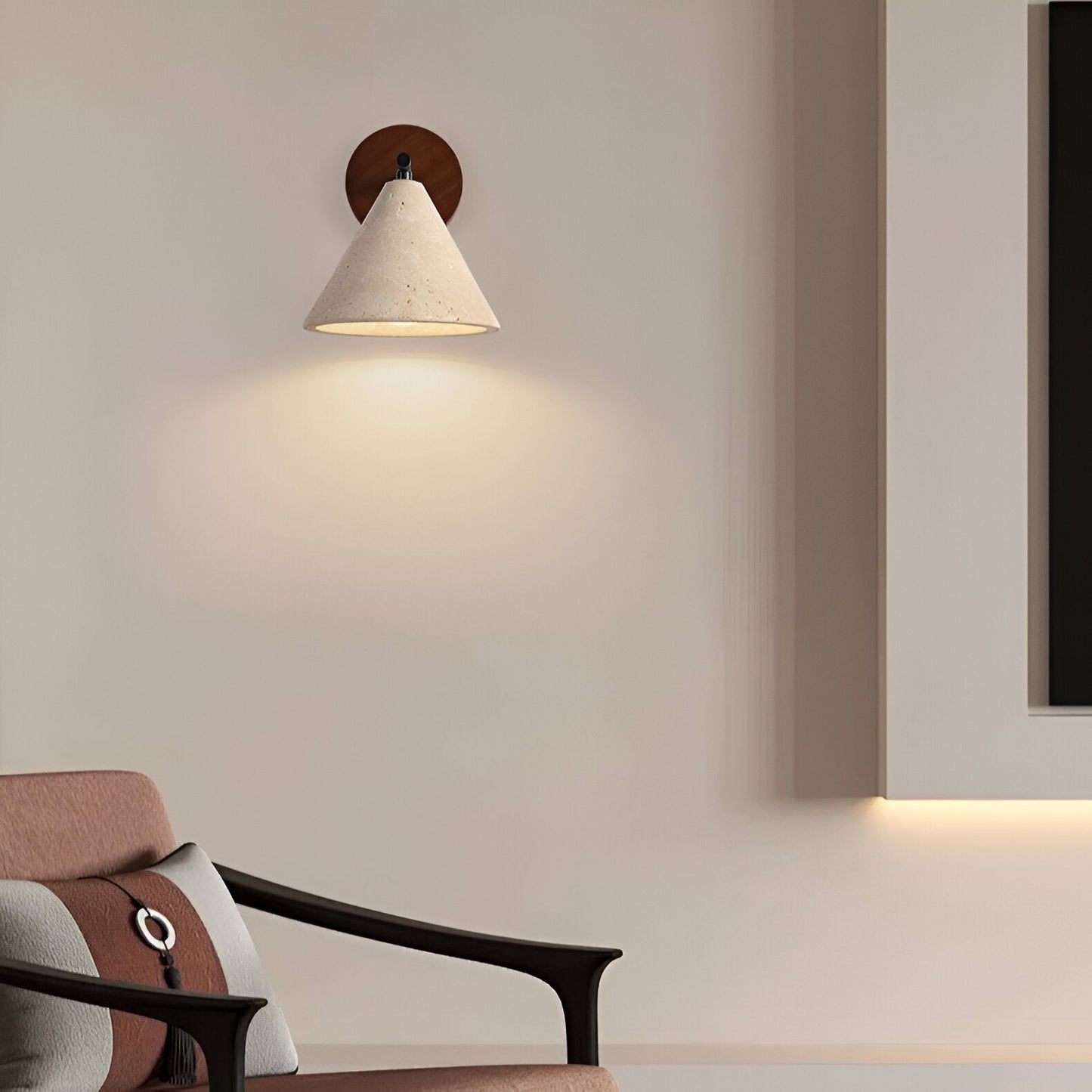 Yellow Travertine Cone LED Wall Light