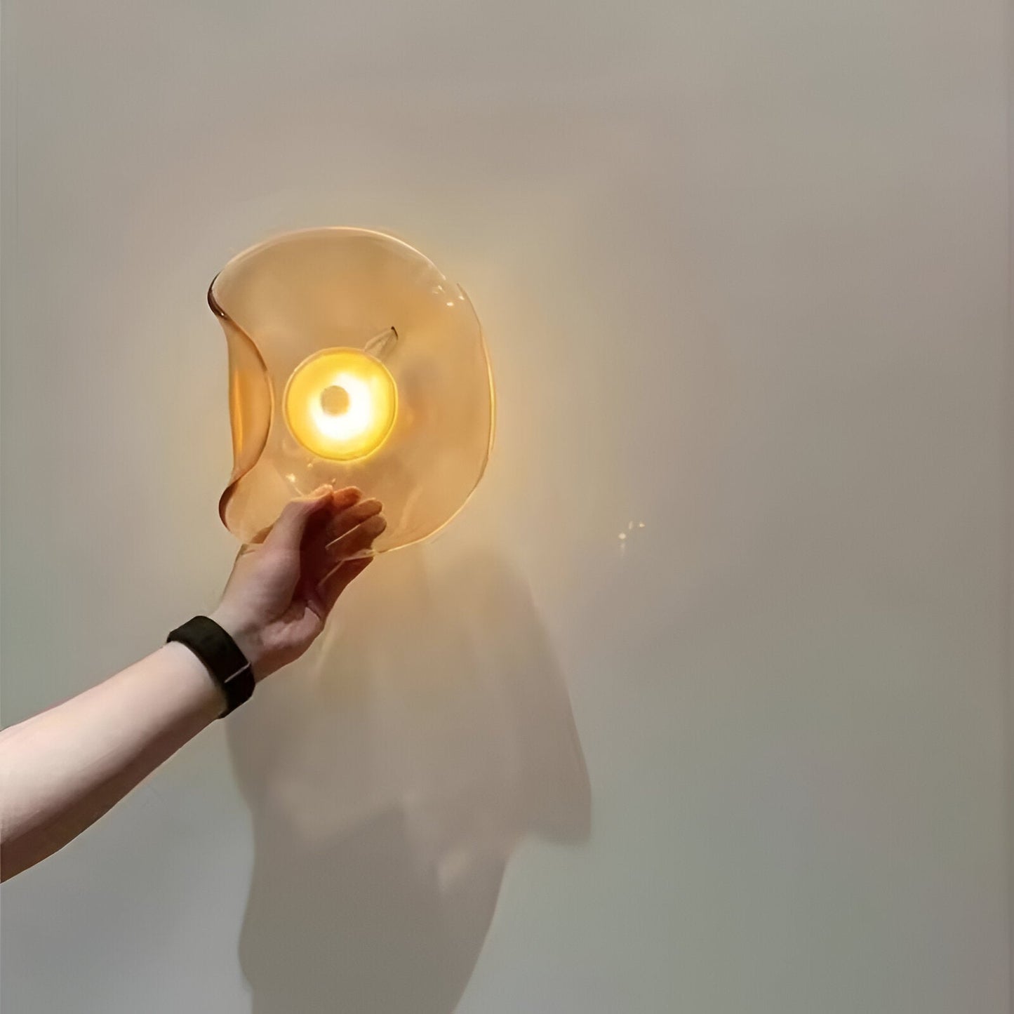 Nordic Curved Glass Japandi Style Glass Stone LED Wall Light