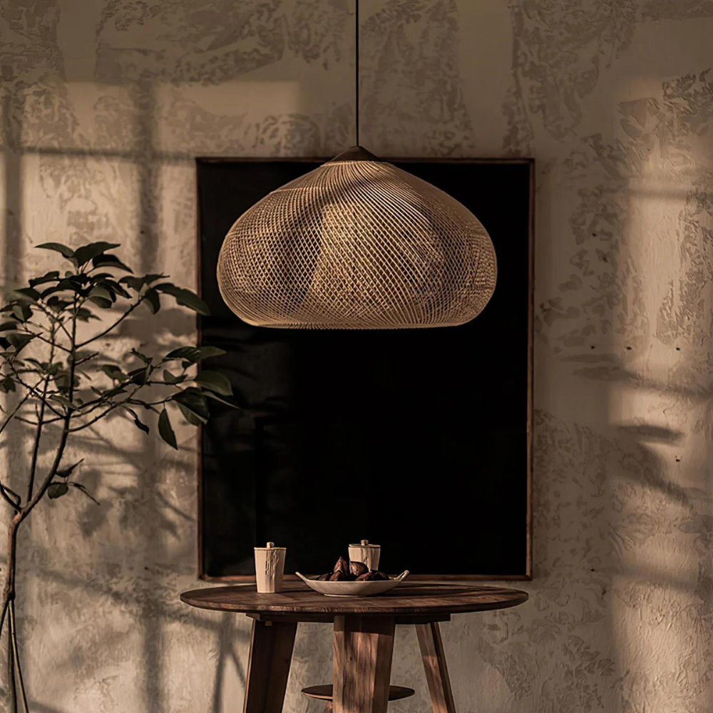 Elegant Handmade Rattan Japandi Pendant Light