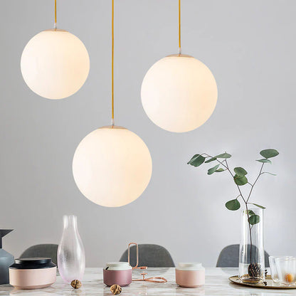 Nordic Globe Milky Glass Pendant Light