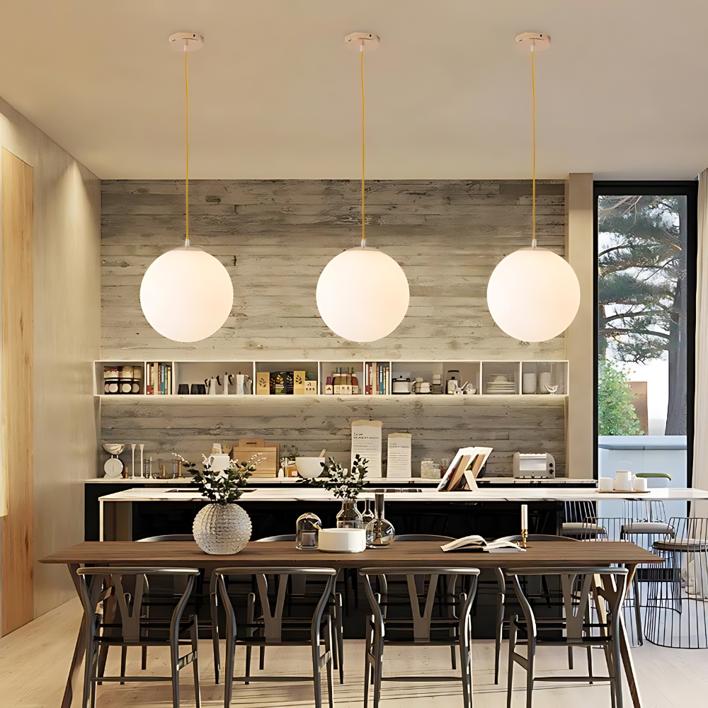 Nordic Globe Milky Glass Pendant Light