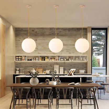 Nordic Globe Milky Glass Pendant Light