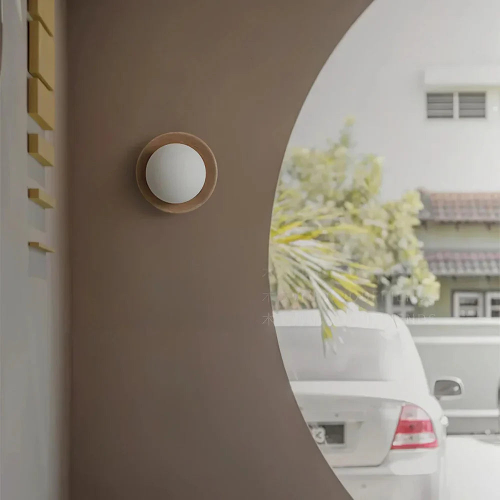 Nordic Minimalist Natural Wood LED Wall Light