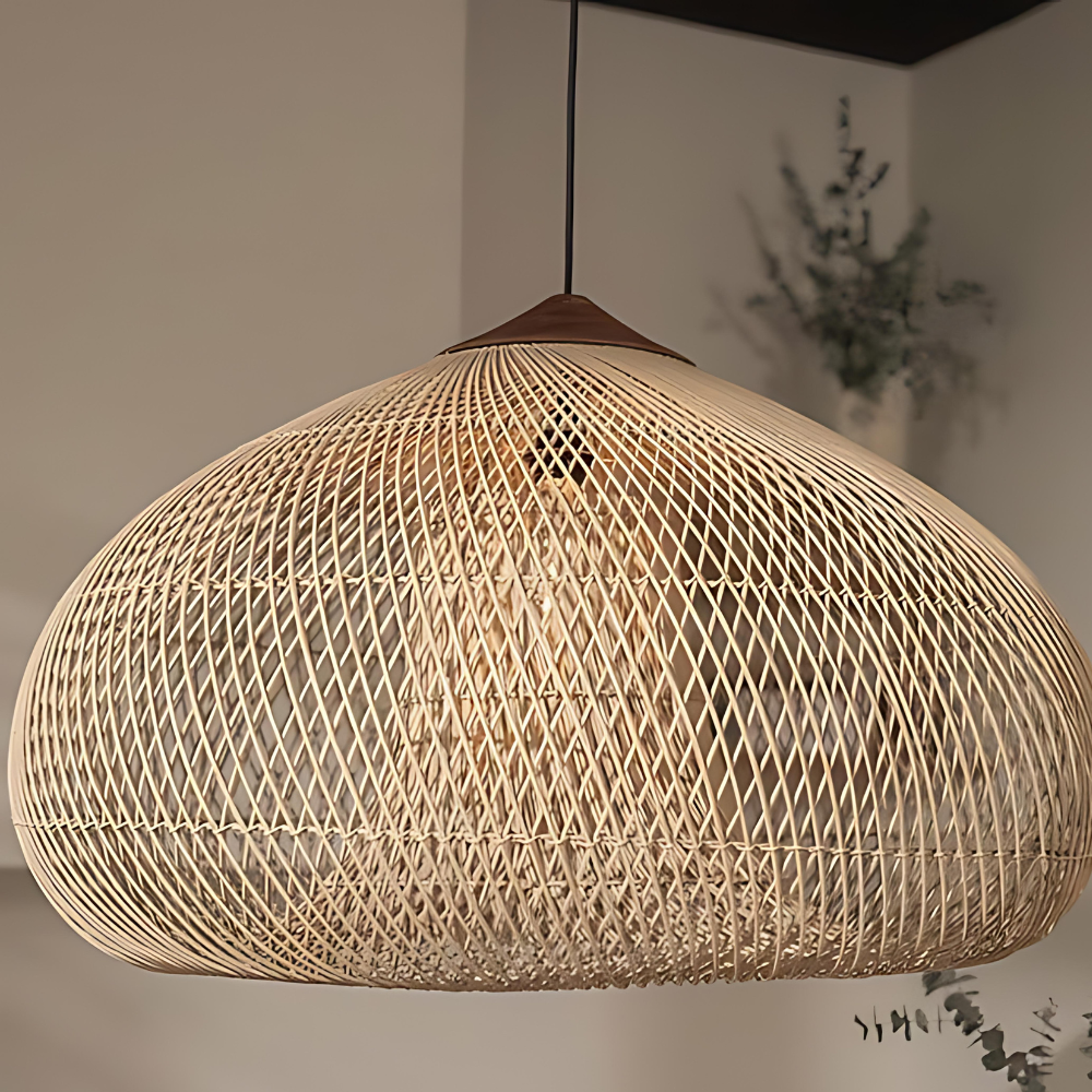 Elegant Handmade Rattan Japandi Pendant Light
