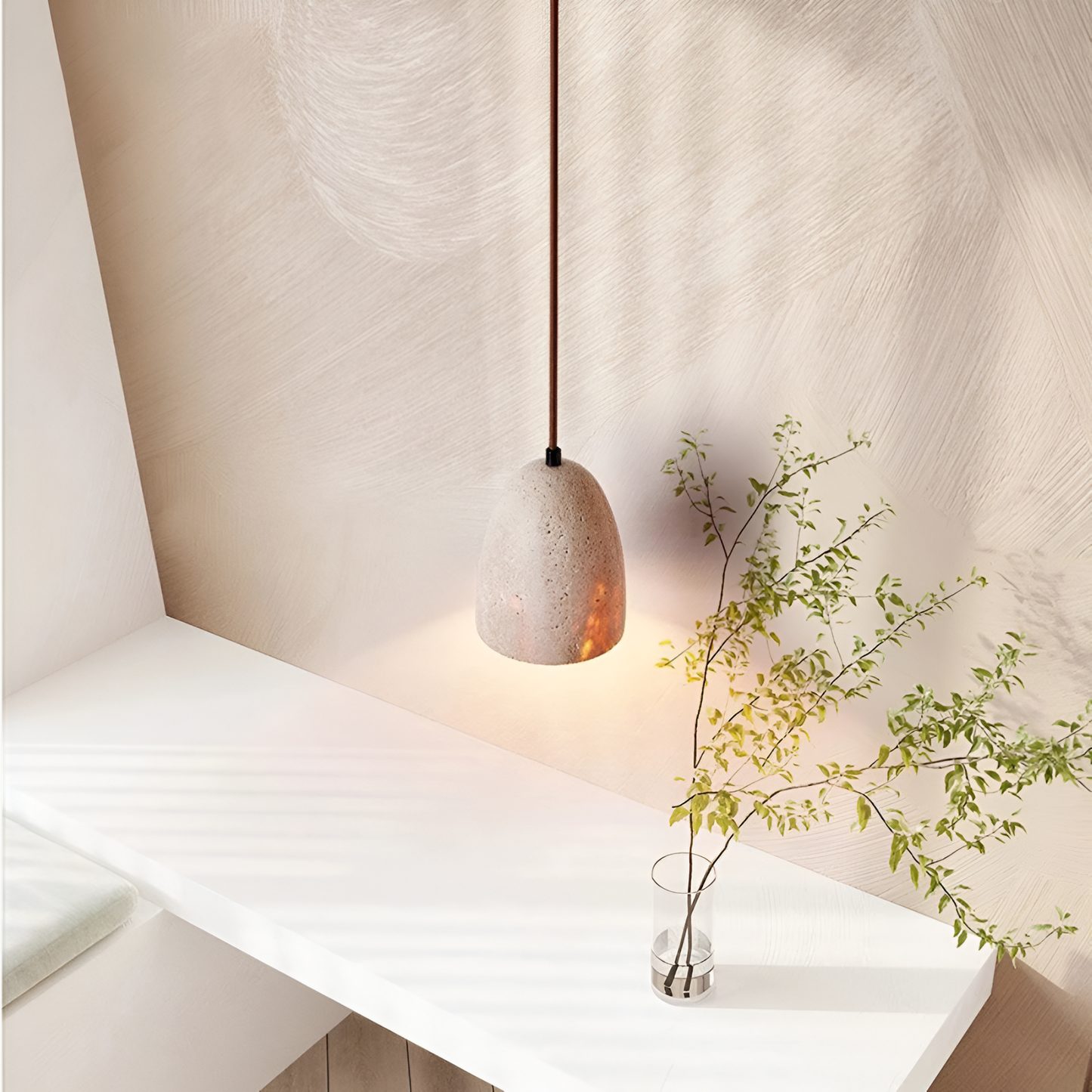 Retro Yellow Travertine Grace Bell Pendant Light
