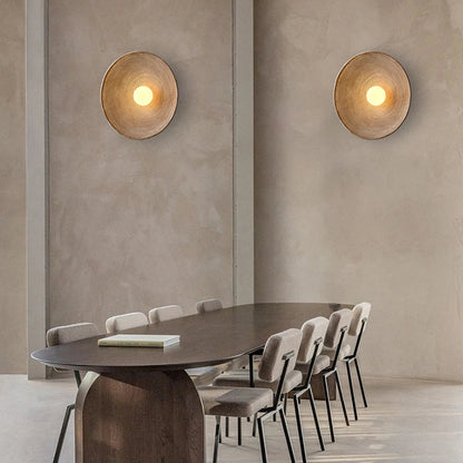 Retro Ceramic Style Resin Round Japandi LED Wall Light