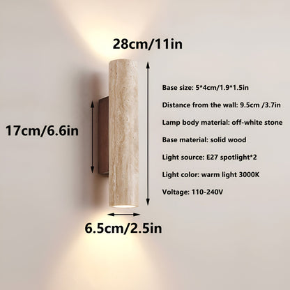 Japandi Tube Travertine Minimalist Wall Light