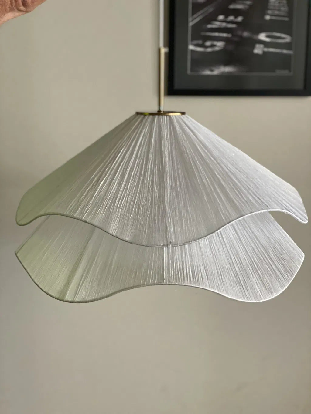 Radiance of Serenity Fabric Japandi Pendant Light real product photo 2
