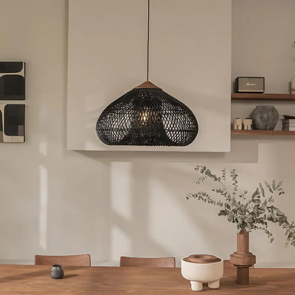 Elegant Handmade Rattan Japandi Pendant Light