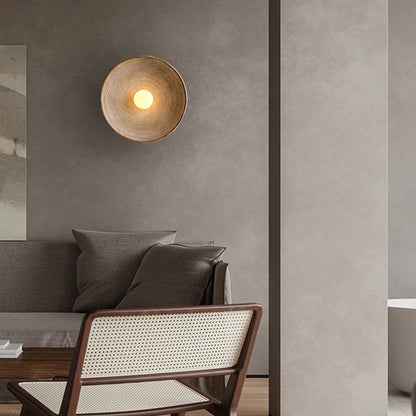 Retro Ceramic Style Resin Round Japandi LED Wall Light