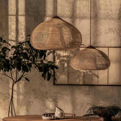 Elegant Handmade Rattan Japandi Pendant Light