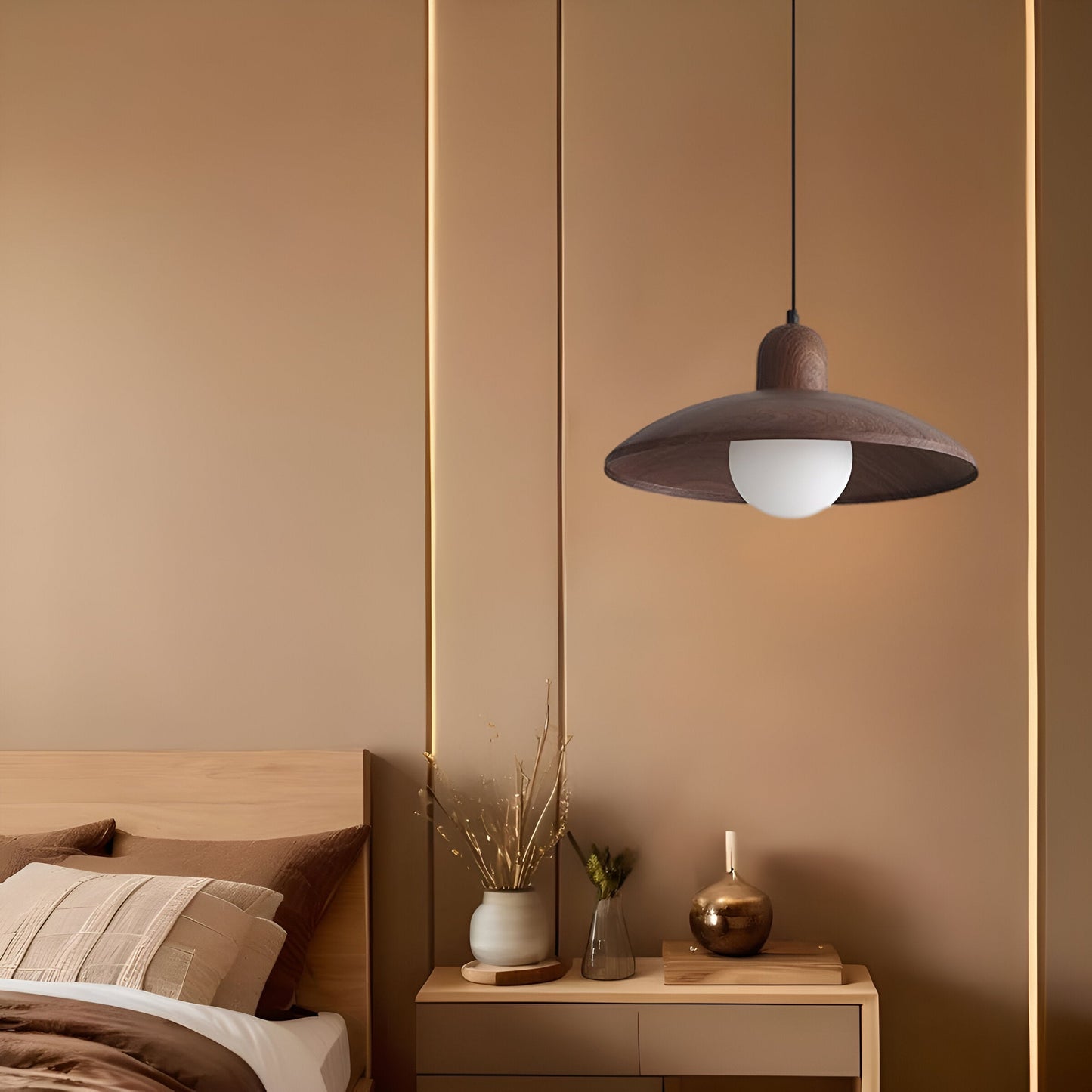 Japanese Style Wabi-Sabi Walnut Pendant Light