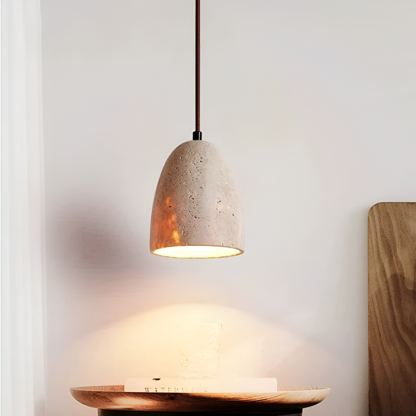 Retro Yellow Travertine Grace Bell Pendant Light