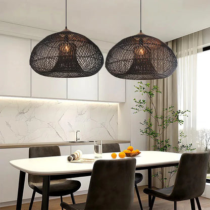 Elegant Handmade Rattan Japandi Pendant Light