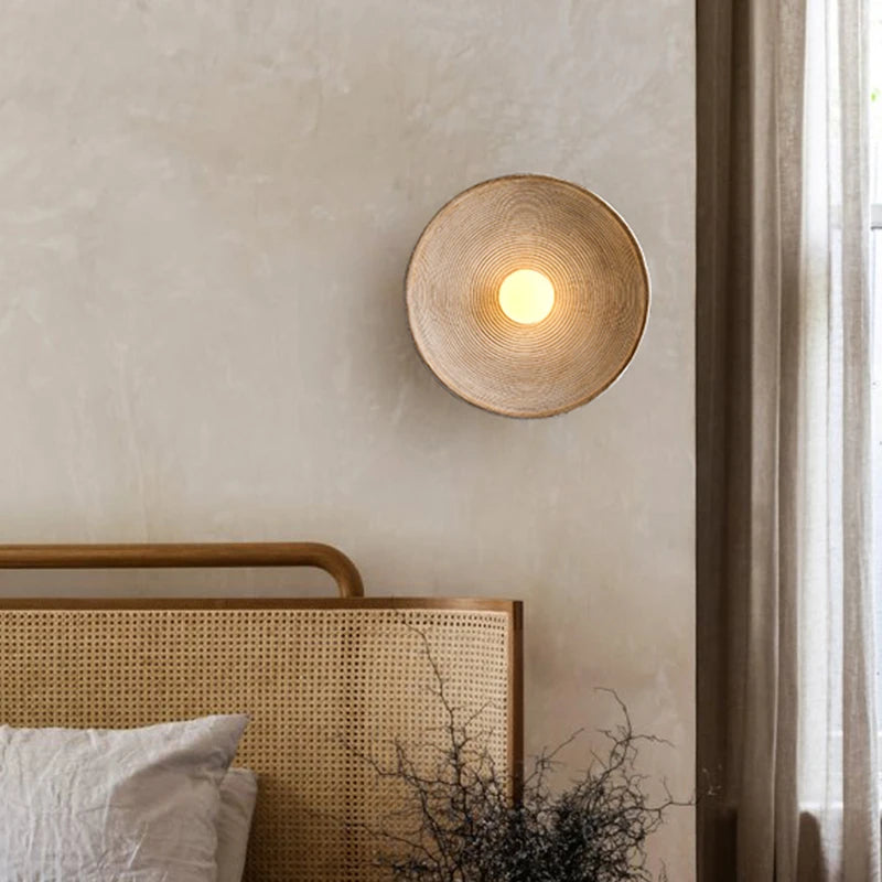 Retro Ceramic Style Resin Round Japandi LED Wall Light