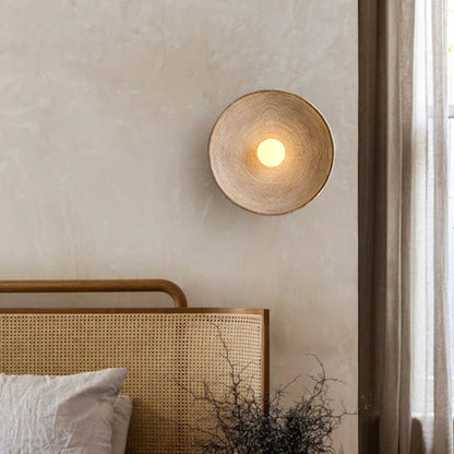 Retro Ceramic Style Resin Round Japandi LED Wall Light