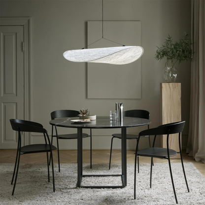 Japandi White Silk Fabric Minimalist Pendant Light
