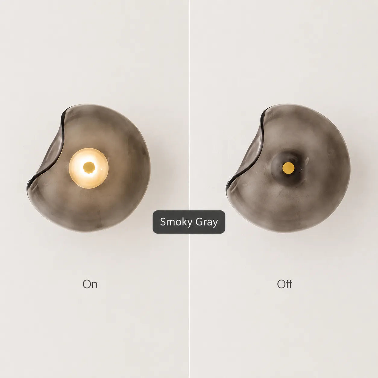 Nordic Curved Glass Japandi Style Glass Stone LED Wall Light real product photo 1