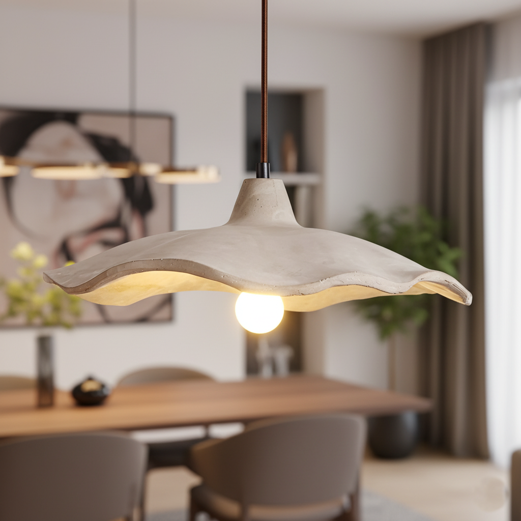 Nordic Wabi-Sabi Flower-Shaped Cement Pendant Light — Lubrel minimalist lighting