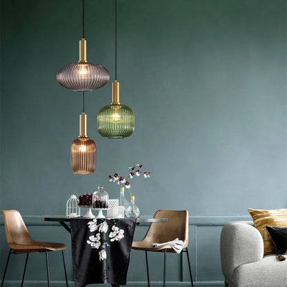 Nordic Colorful Glass Retro Pendant Light