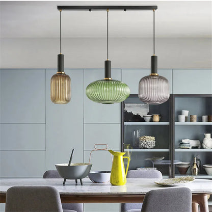 Nordic Colorful Glass Retro Pendant Light