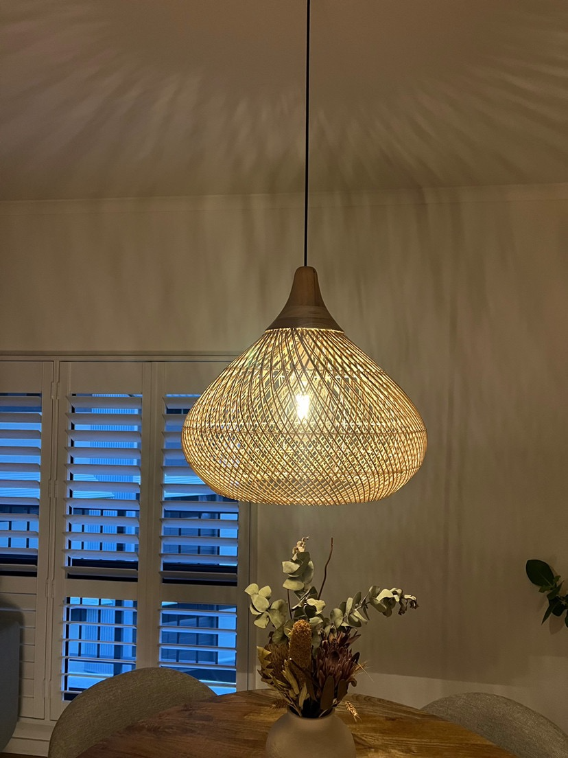 Boho Style Rattan Pendant Light real product photo 1